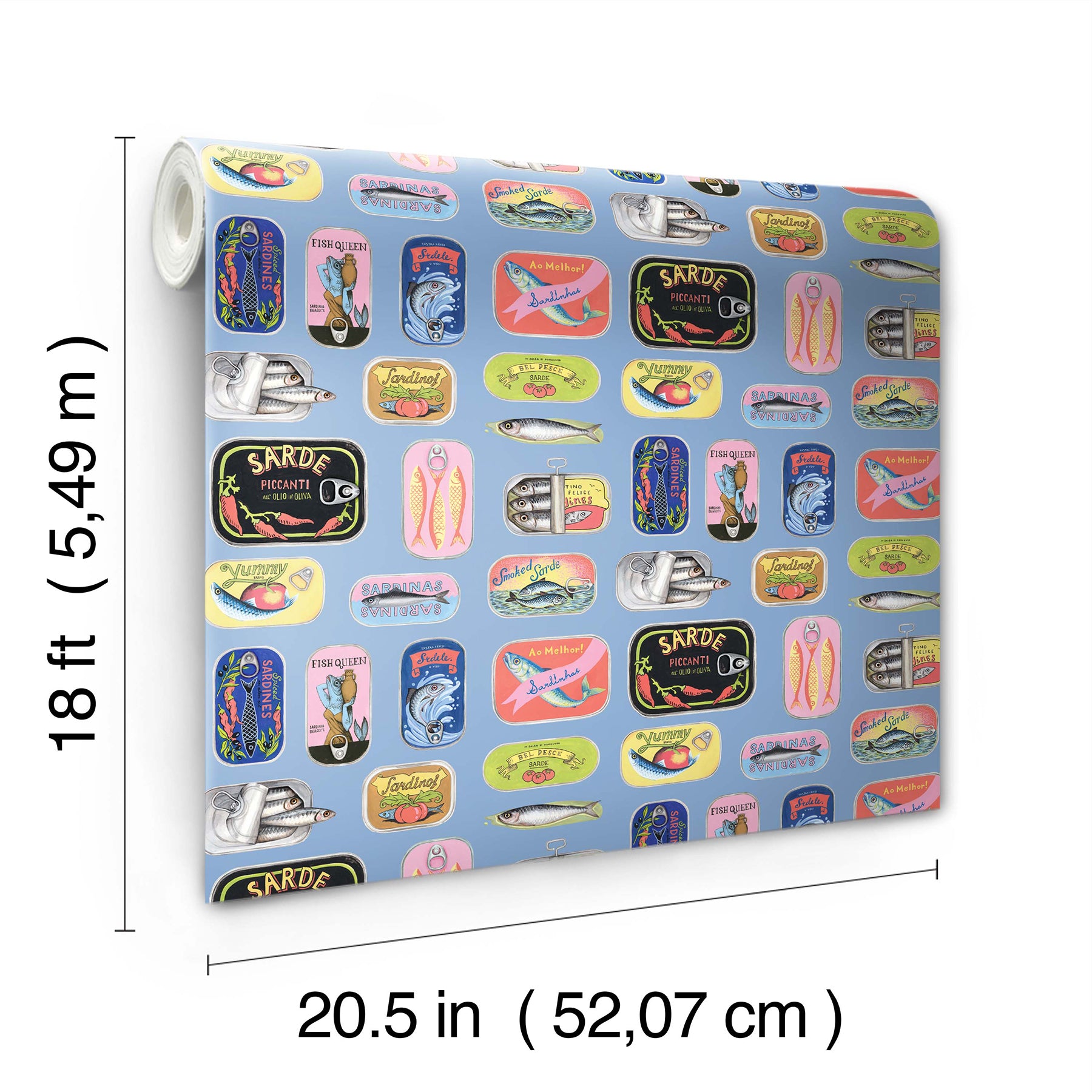Rachel Antonoff Sardine Tins Peel and Stick Wallpaper - dimensions