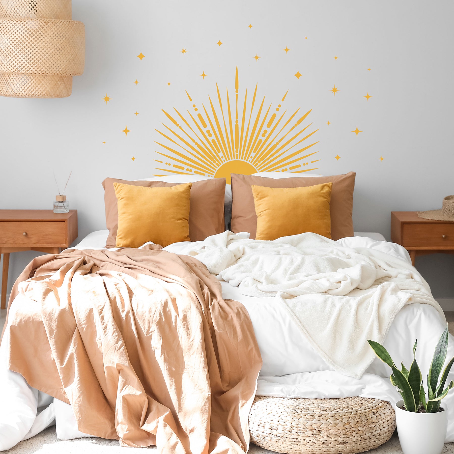 Sunrise Wall Decals in a room setting