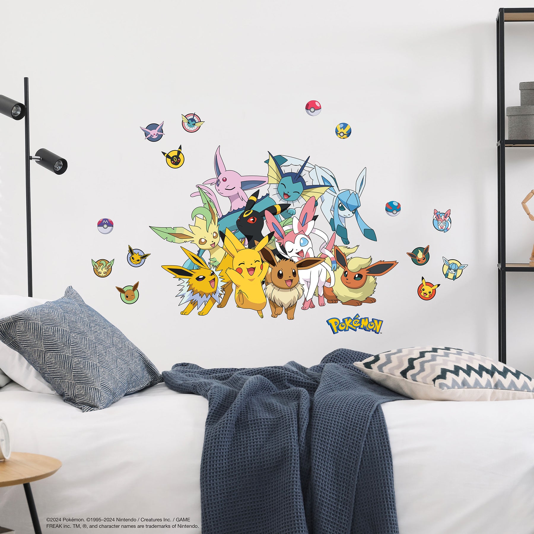 Pokémon Eevee Evolutions Wall Decals in a room setting