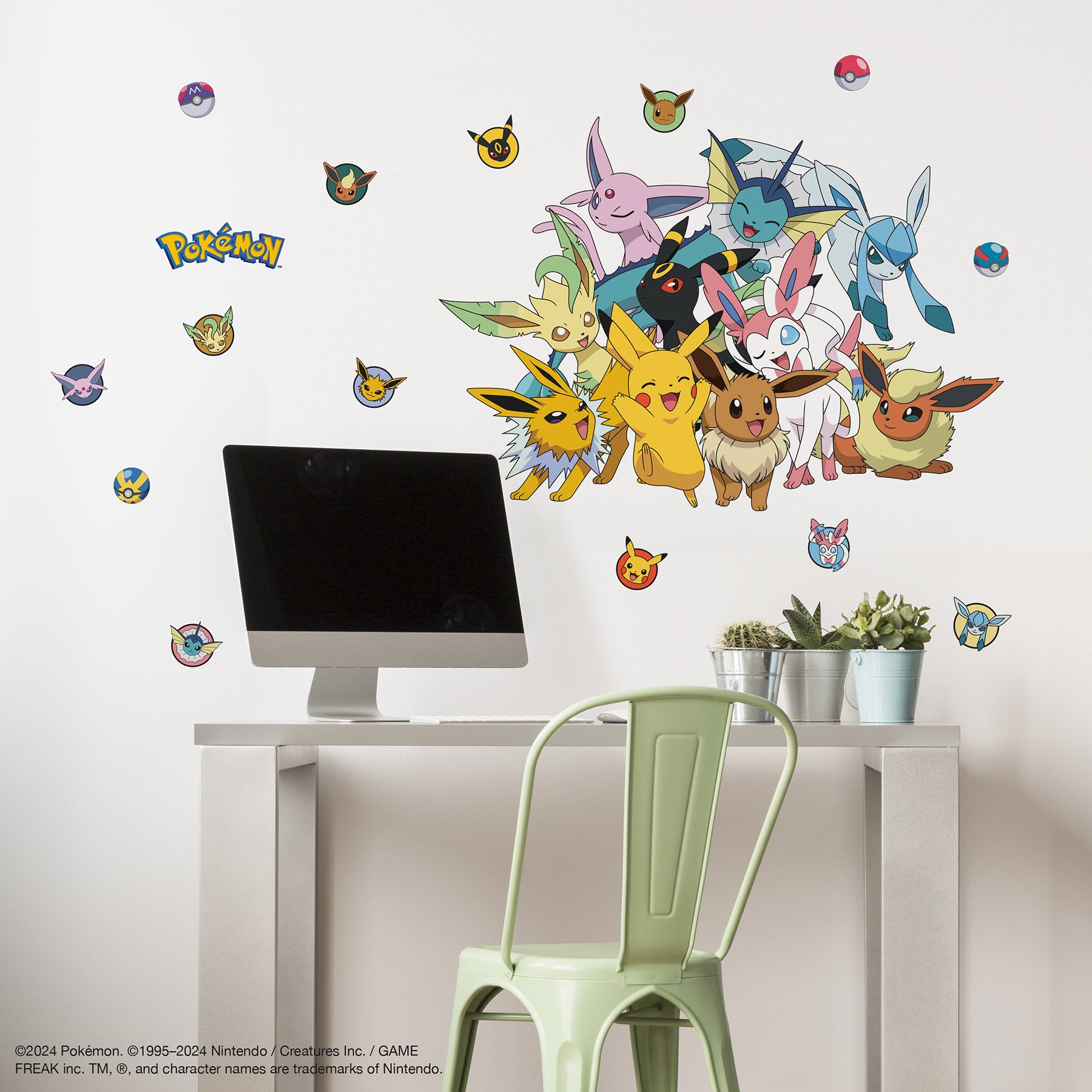 Pokémon Eevee Evolutions Wall Decals in a room setting