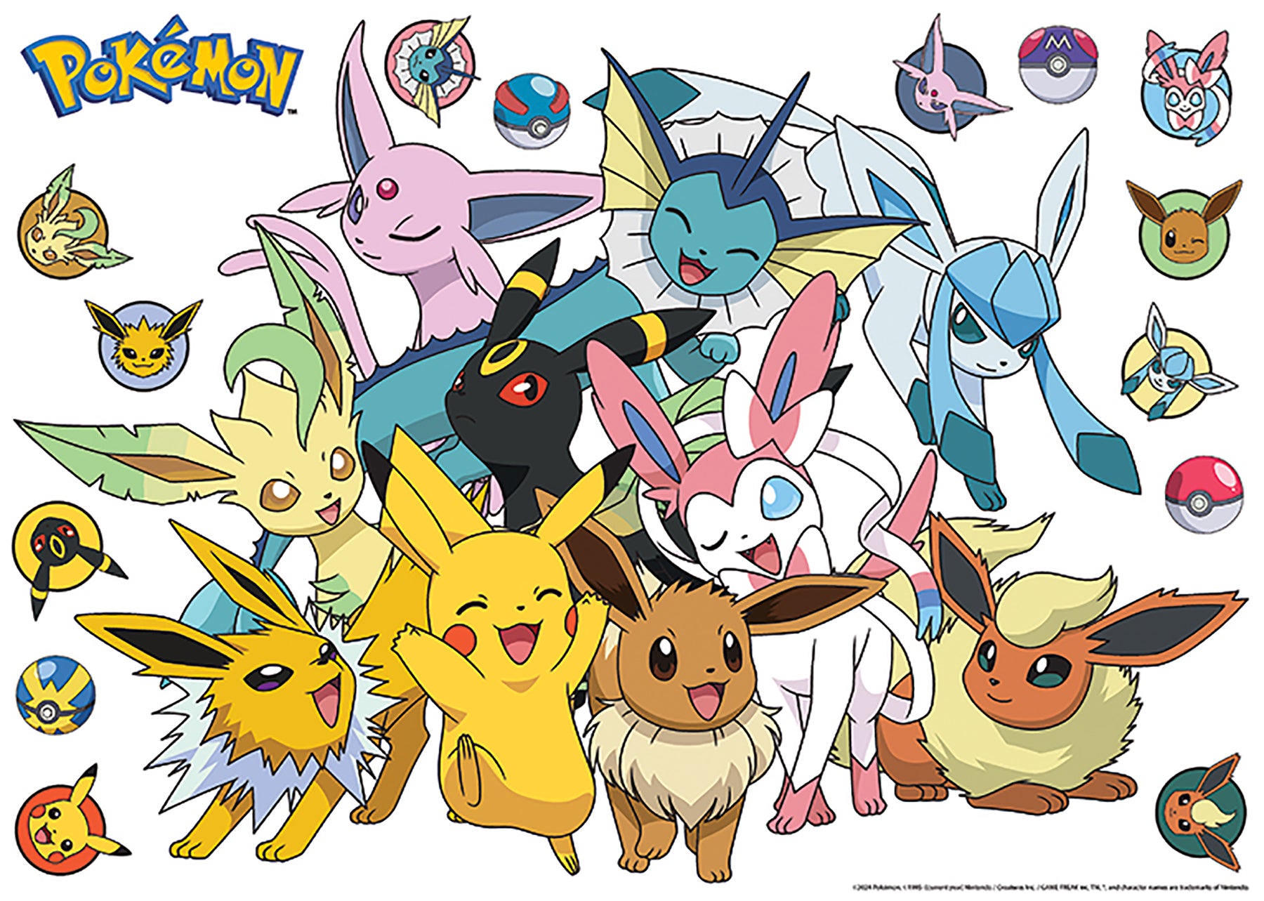 Pokémon Eevee Evolutions Wall Decals - panels