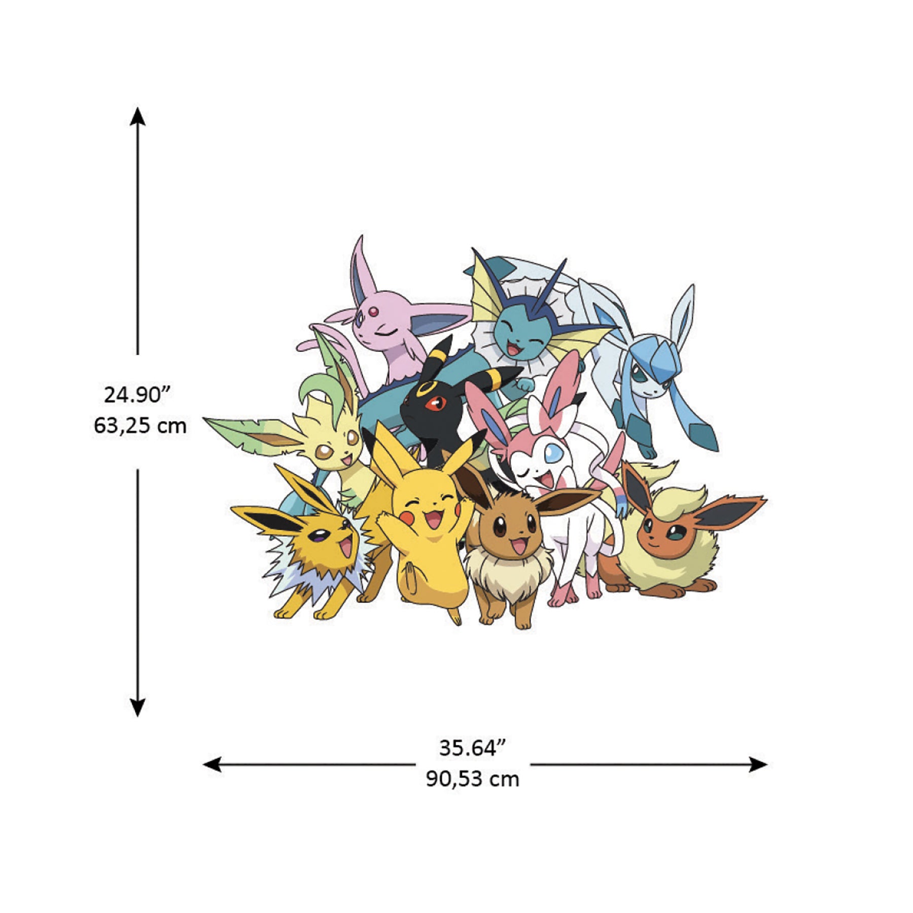 Pokémon Eevee Evolutions Wall Decals - dimensions