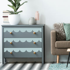 Scallop Border Wall Decals in a room setting