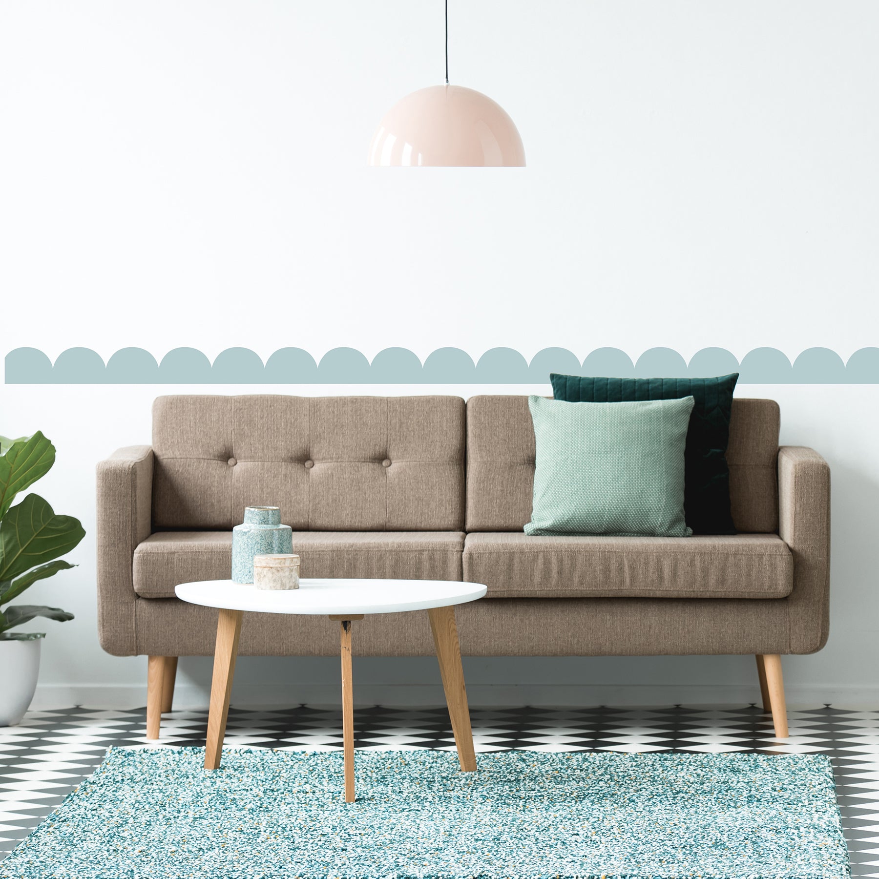 Scallop Border Wall Decals in a room setting