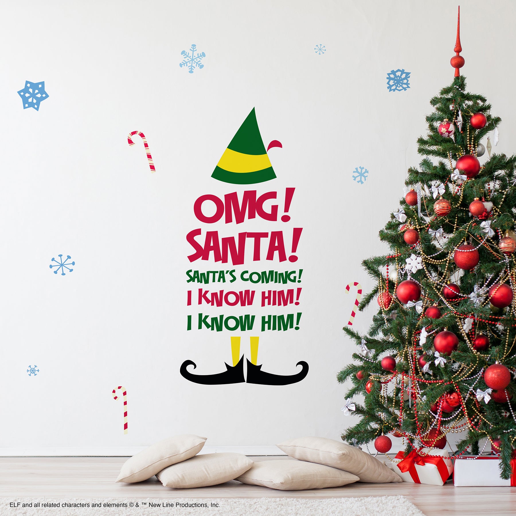Buddy The Elf Santa I Know Him Wall Decals in a room setting