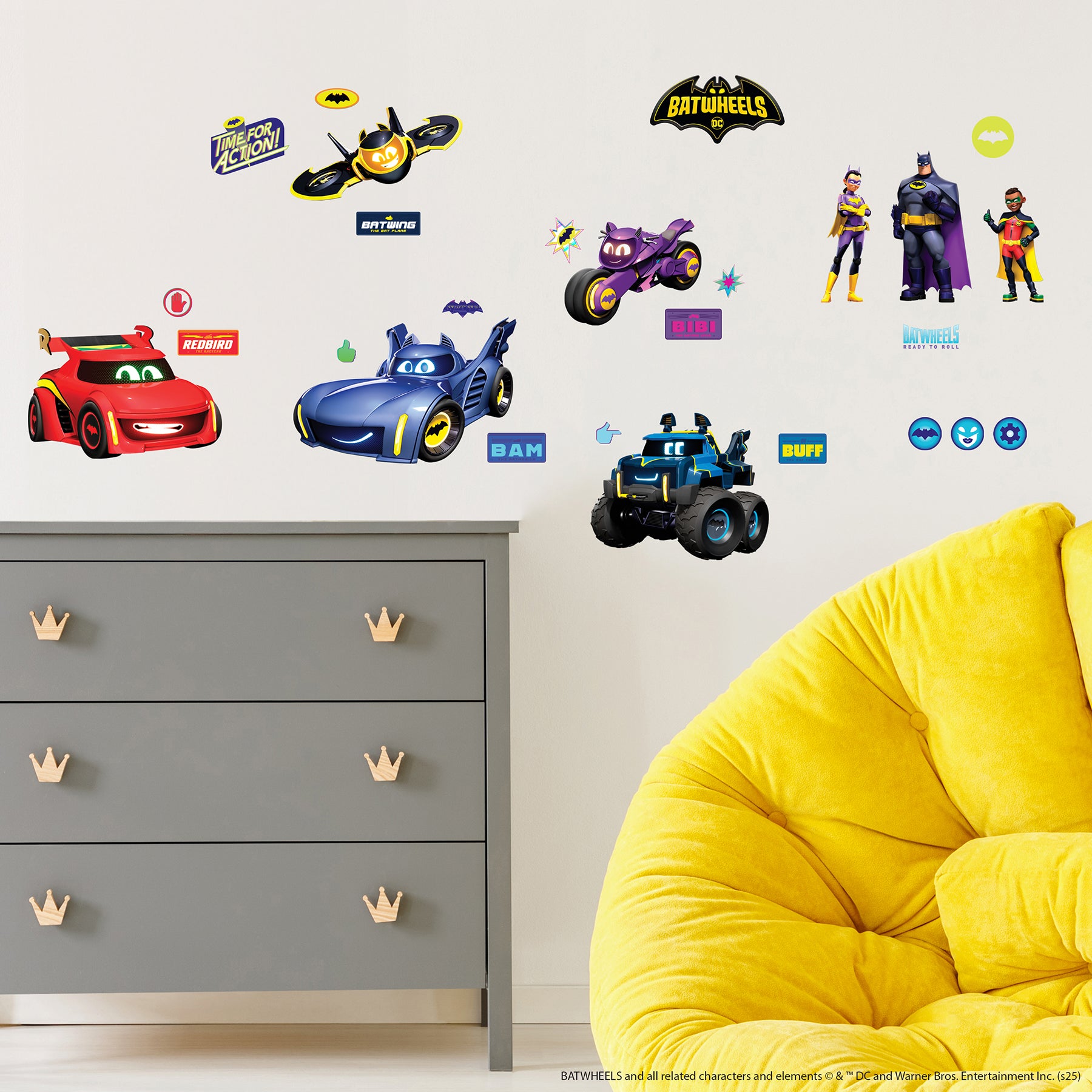 Batwheels Characters Wall Decals in a room setting