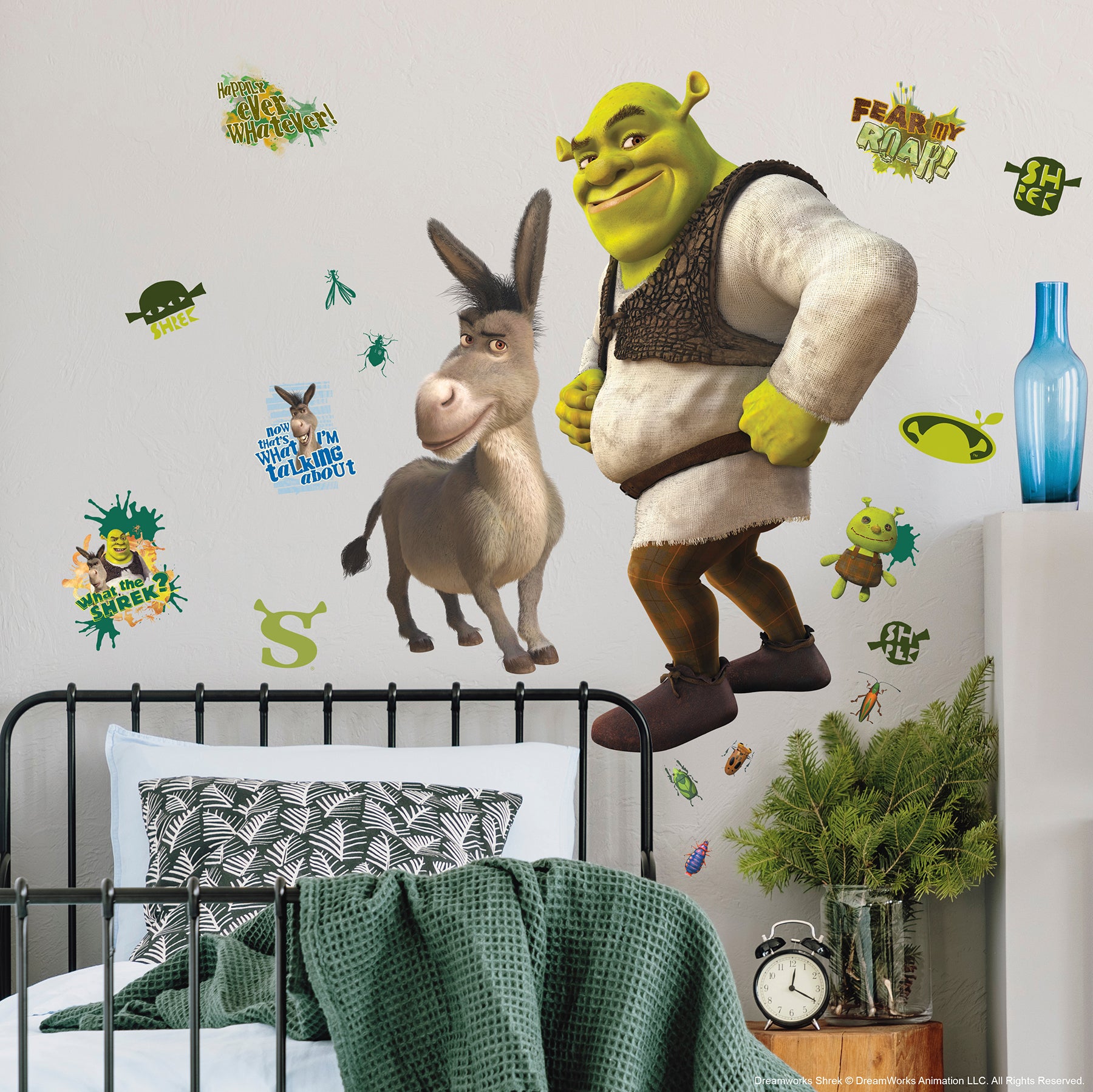 Shrek and Donkey Wall Decals in a room setting