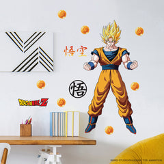 Dragon Ball Z Goku Character Wall Decals in a room setting