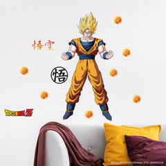 Dragon Ball Z Goku Character Wall Decals in a room setting