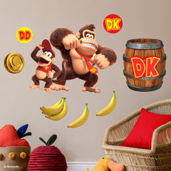 Donkey Kong and Diddy Kong Wall Decals in a room setting