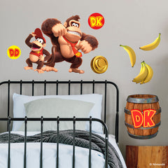 Donkey Kong and Diddy Kong Wall Decals in a room setting