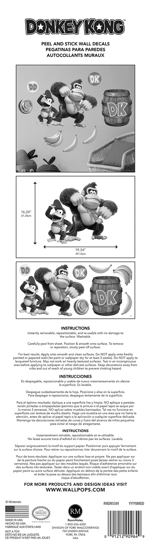 Donkey Kong and Diddy Kong Wall Decals - packaging