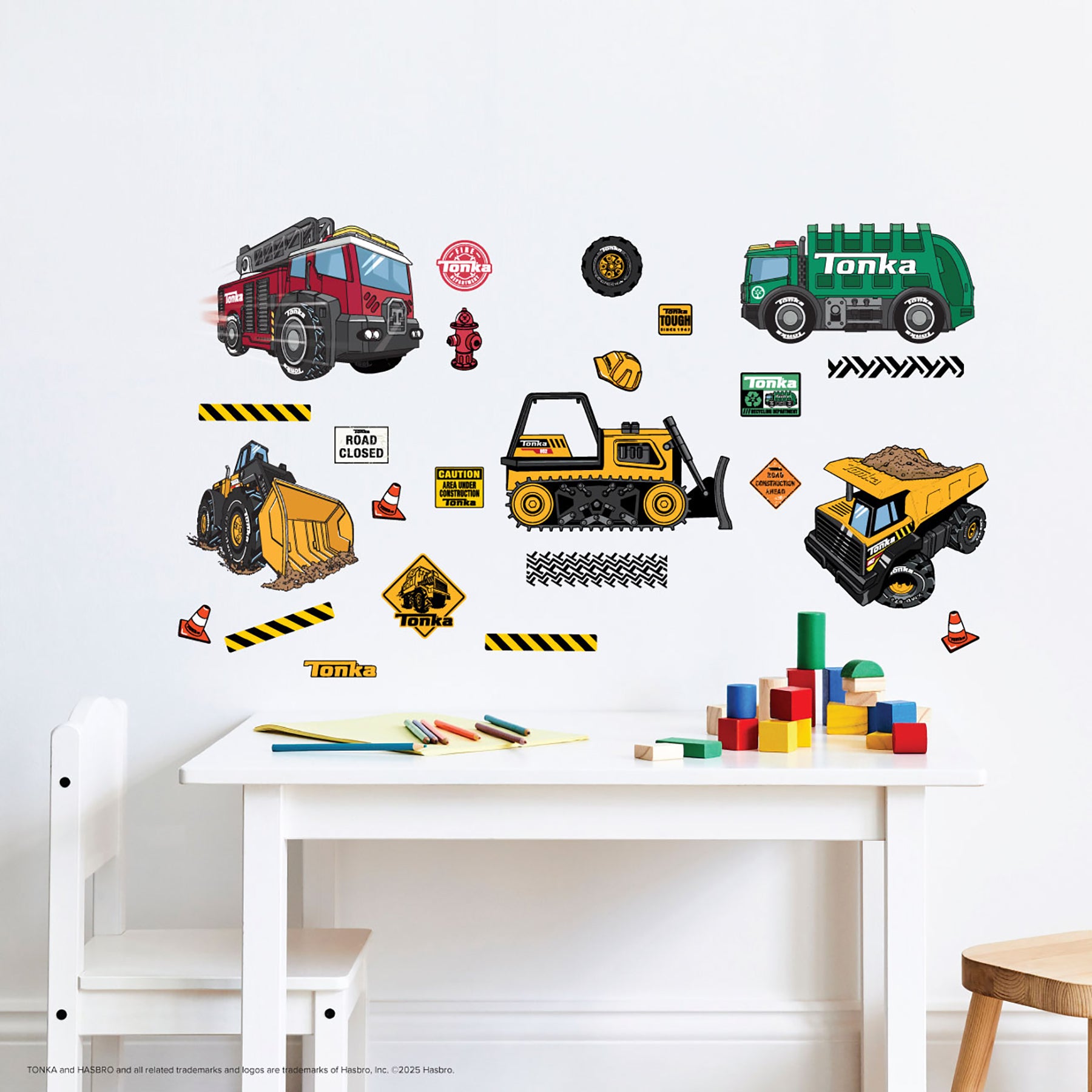 Tonka Trucks Wall Decals in a room setting