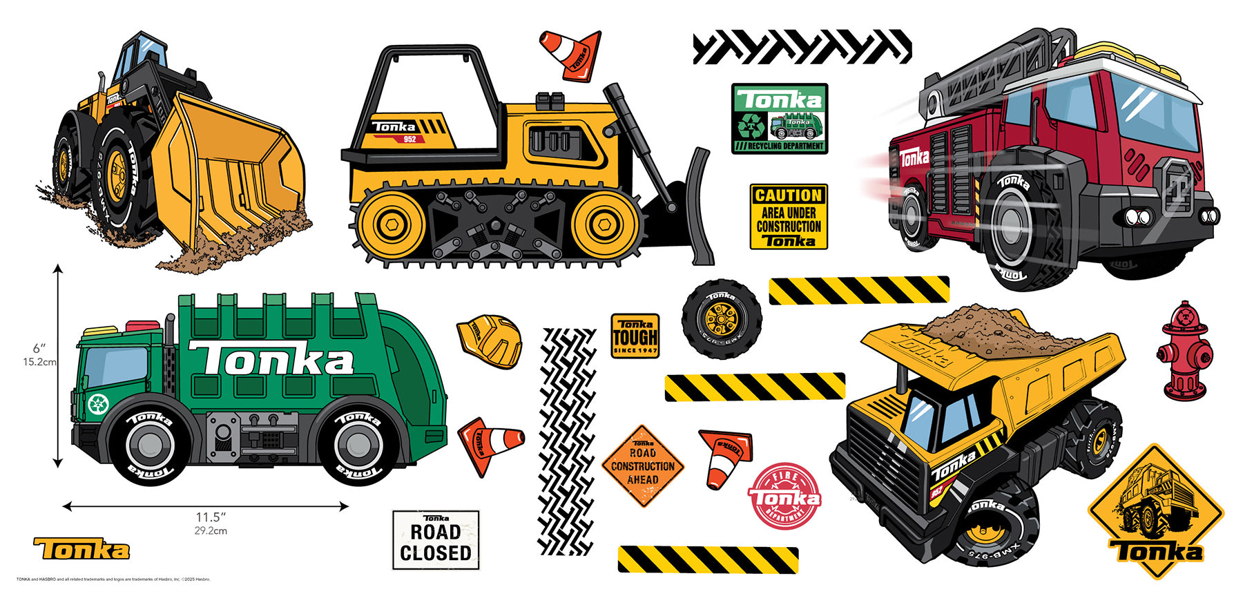 Tonka Trucks Wall Decals - dimensions