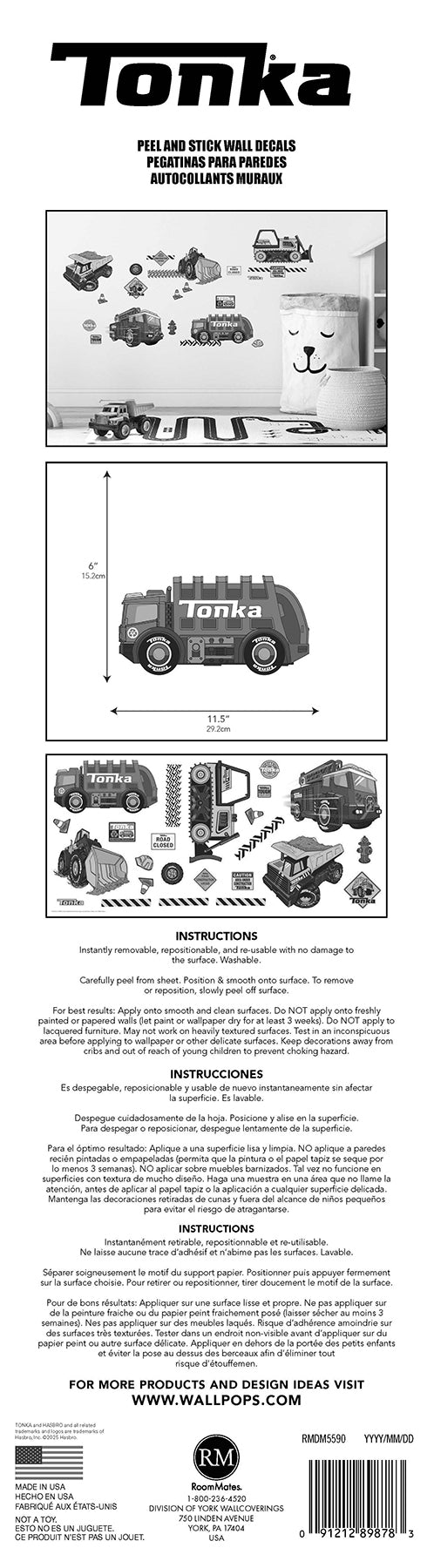 Tonka Trucks Wall Decals - packaging
