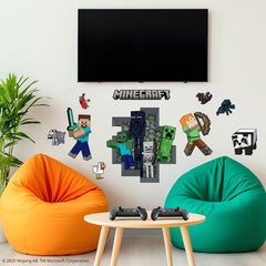Minecraft Hostile Mobs Wall Decals in a room setting
