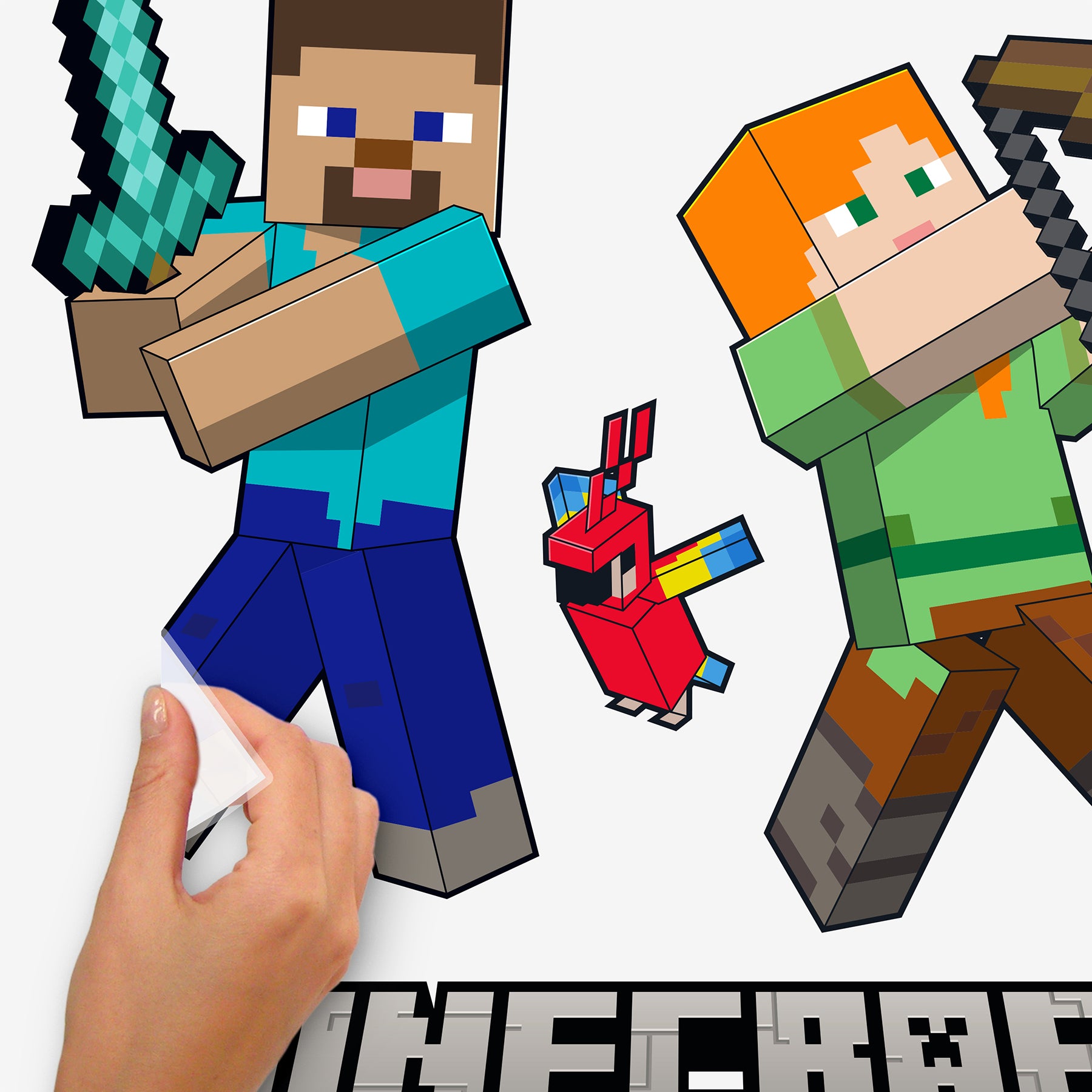 Minecraft Hostile Mobs Wall Decals - peel and stick application