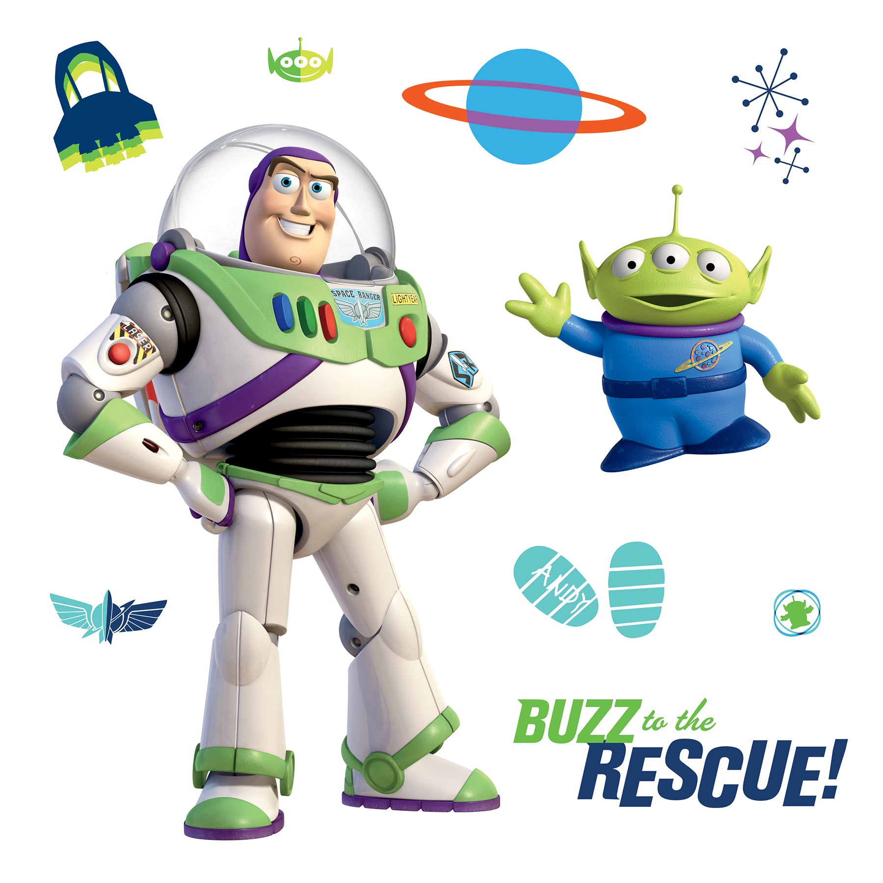 Disney Buzz Lightyear and Woody Wall Decals pattern close-up