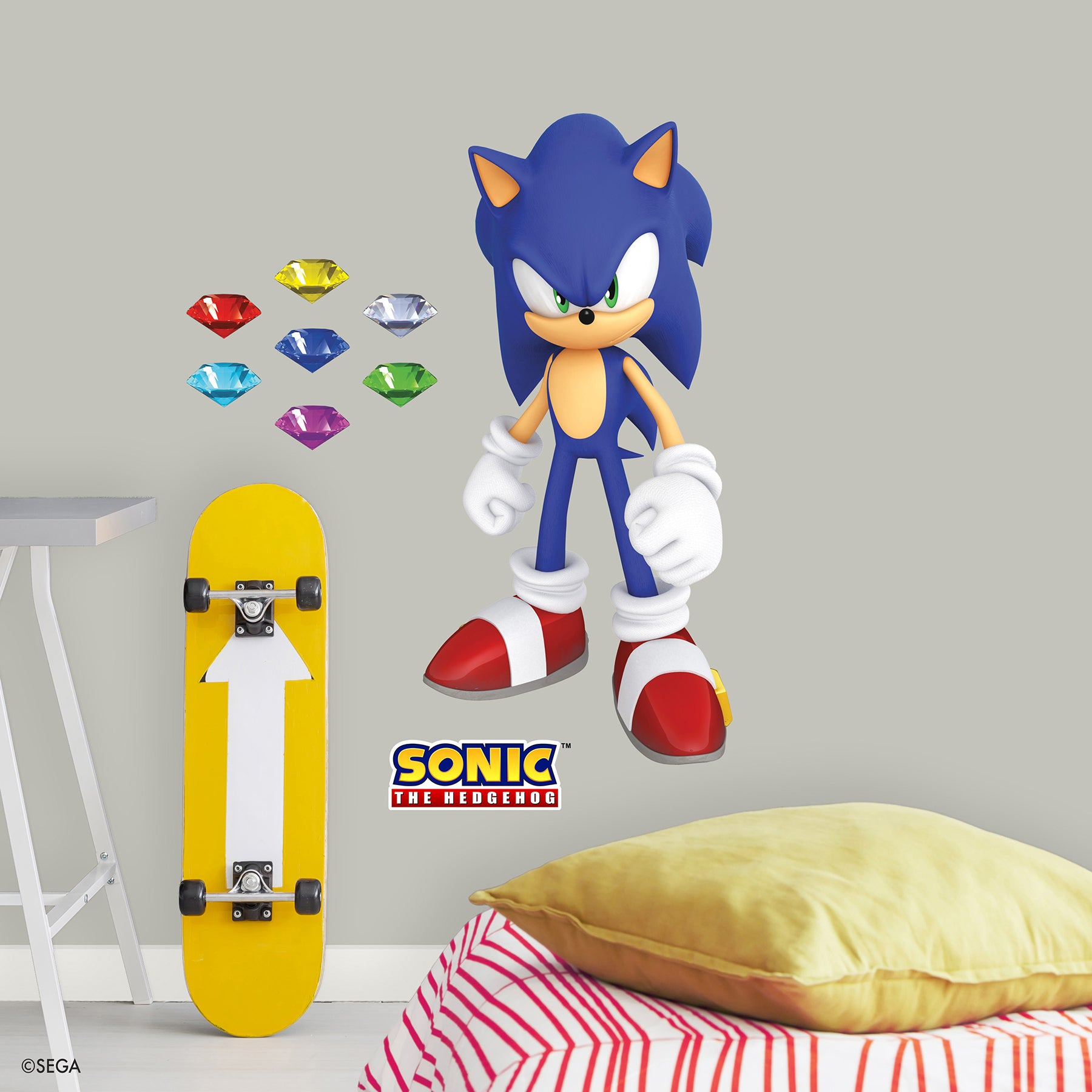 Sonic The Hedgehog Sonic Wall Decals in a room setting