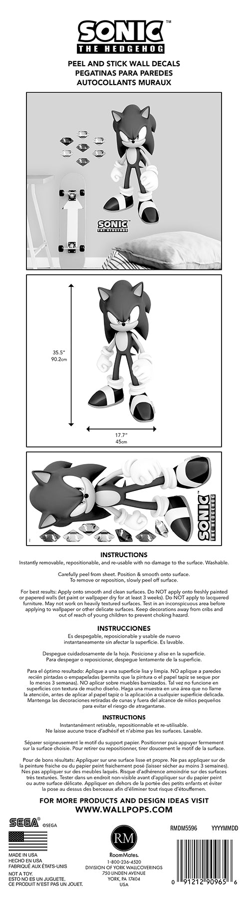 Sonic The Hedgehog Sonic Wall Decals - packaging