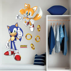 Sonic The Hedgehog Sonic and Tails Wall Decals in a room setting