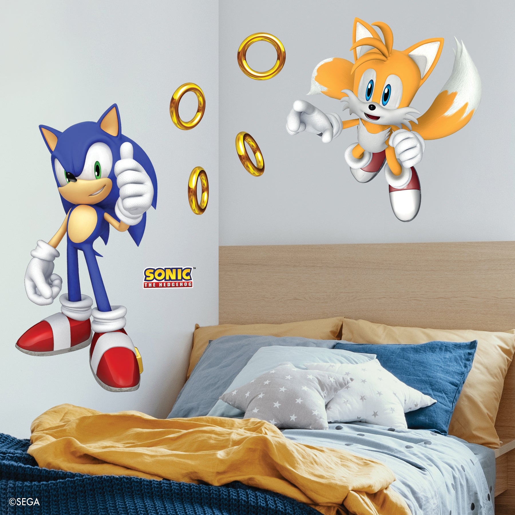 Sonic The Hedgehog Sonic and Tails Wall Decals in a room setting
