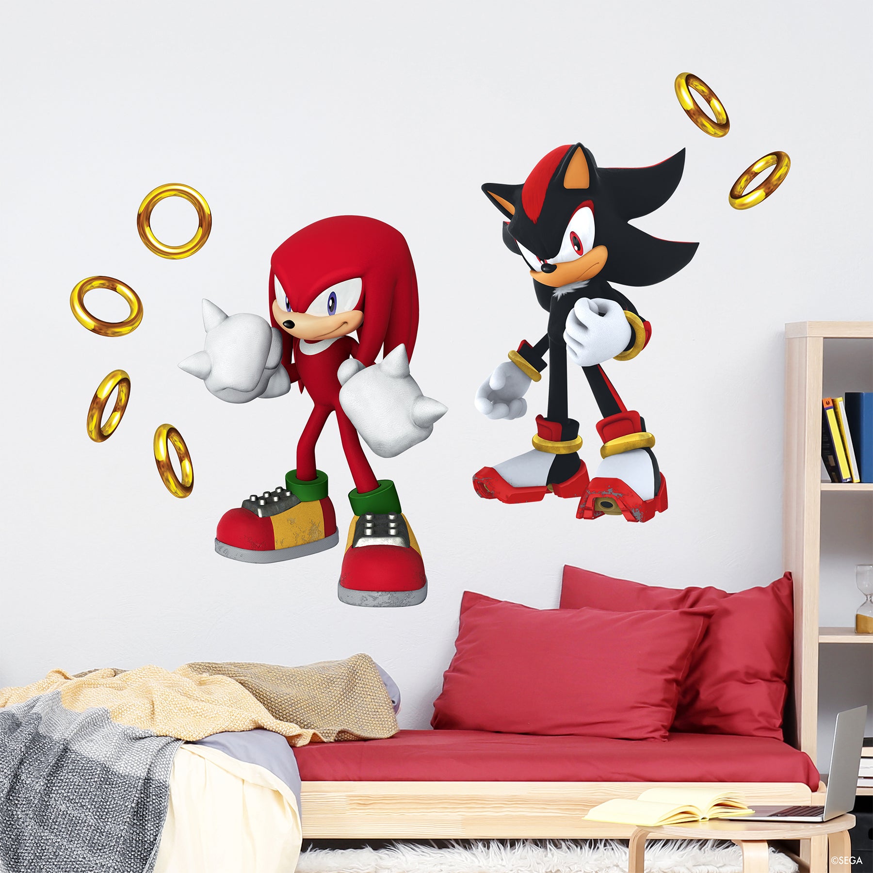 Sonic The Hedgehog Knuckles and Shadow Wall Decals in a room setting