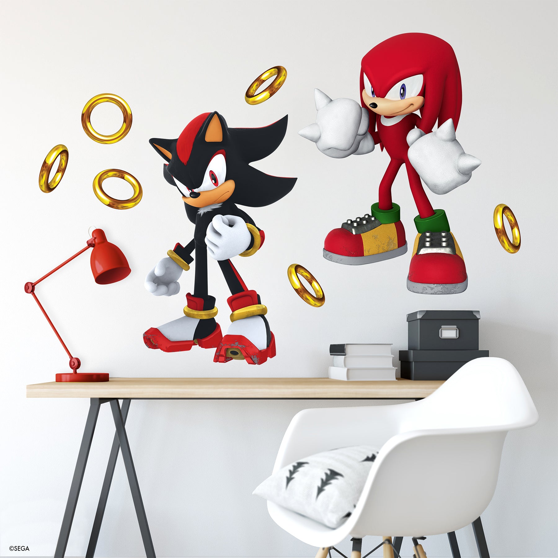 Sonic The Hedgehog Knuckles and Shadow Wall Decals in a room setting