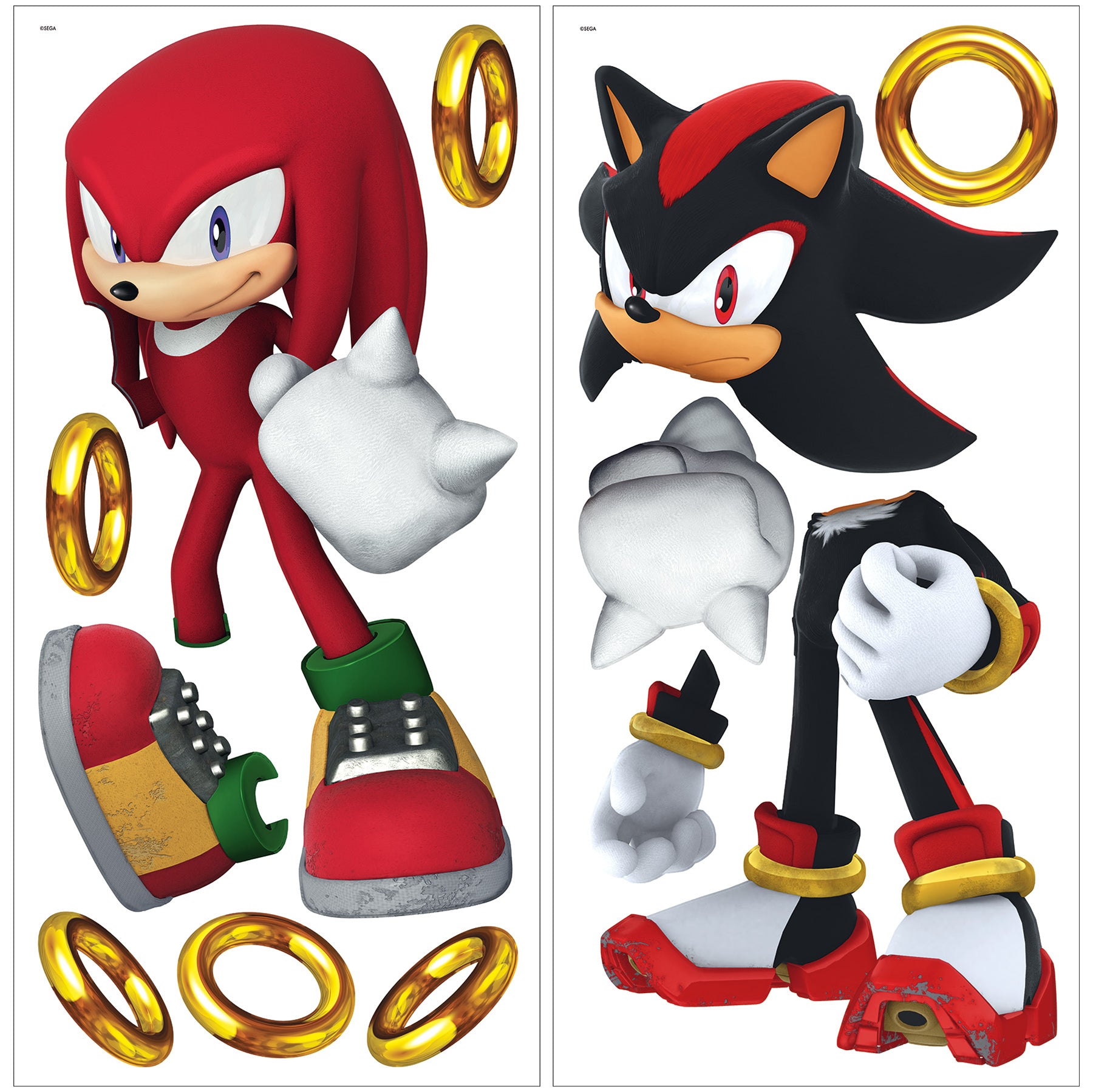 Sonic The Hedgehog Knuckles and Shadow Wall Decals - panels