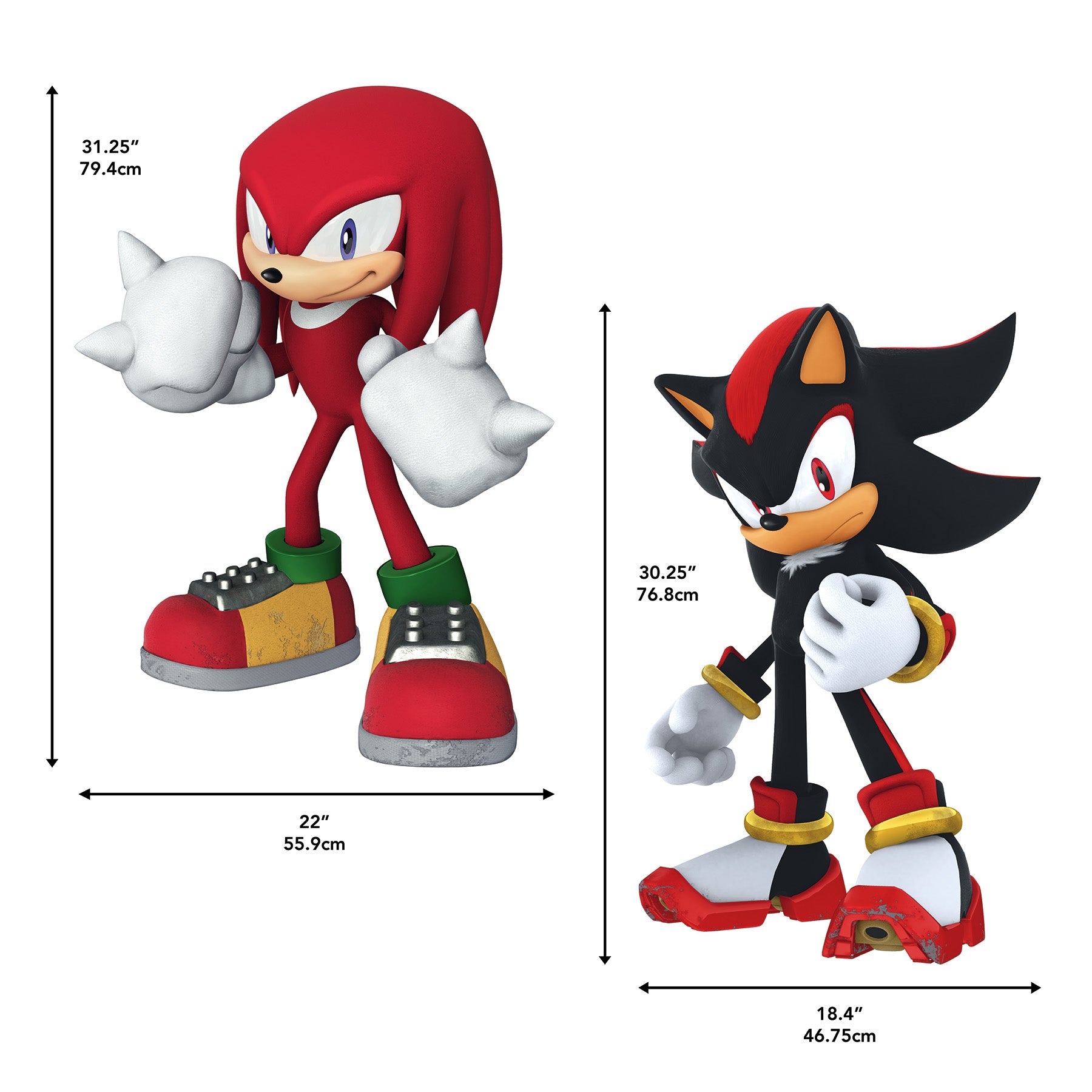 Sonic The Hedgehog Knuckles and Shadow Wall Decals - dimensions