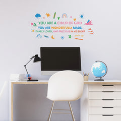 Wonderfully Made Quote Wall Decals in a room setting