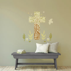 Tree of Life Cross Wall Decals in a room setting