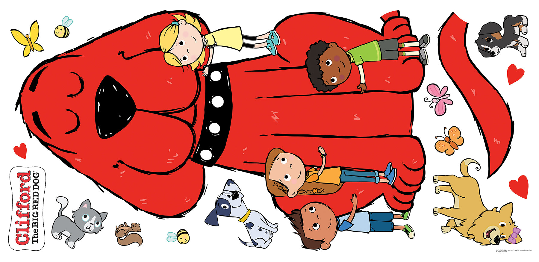 Clifford the Big Red Dog Hugs Wall Decals - panels