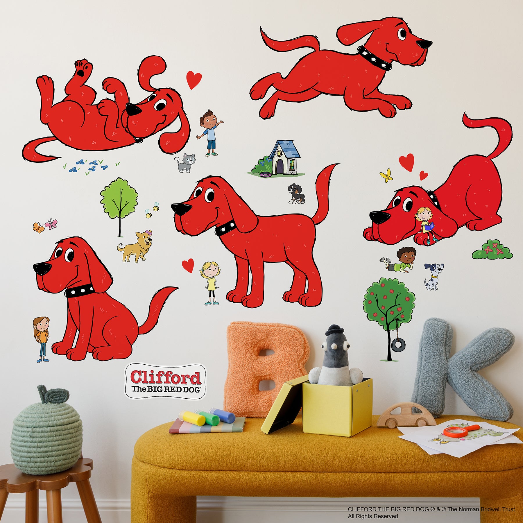 Clifford the Big Red Dog and His Friends Wall Decals in a room setting