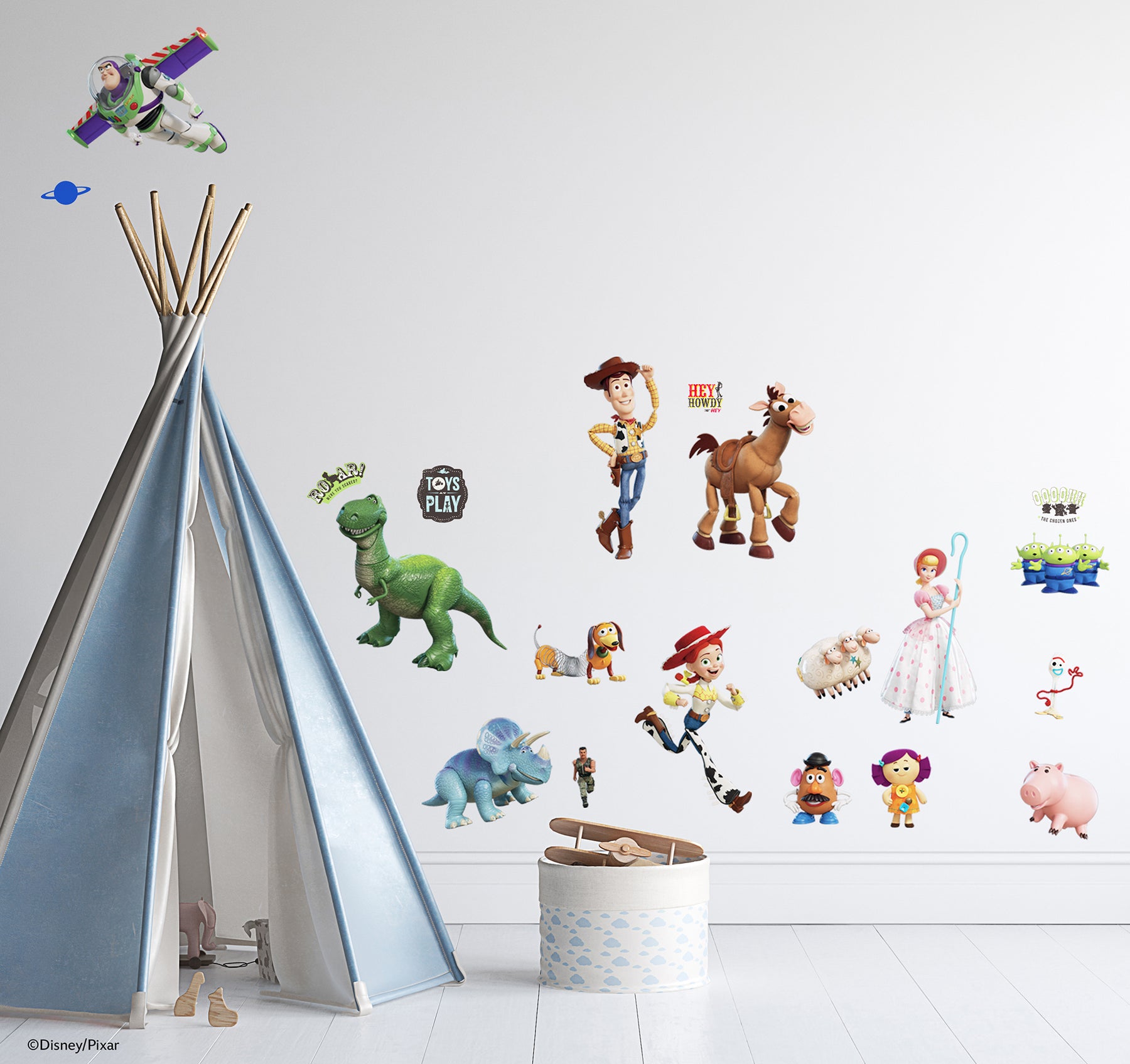 Disney Toy Story Characters Wall Decals in a room setting