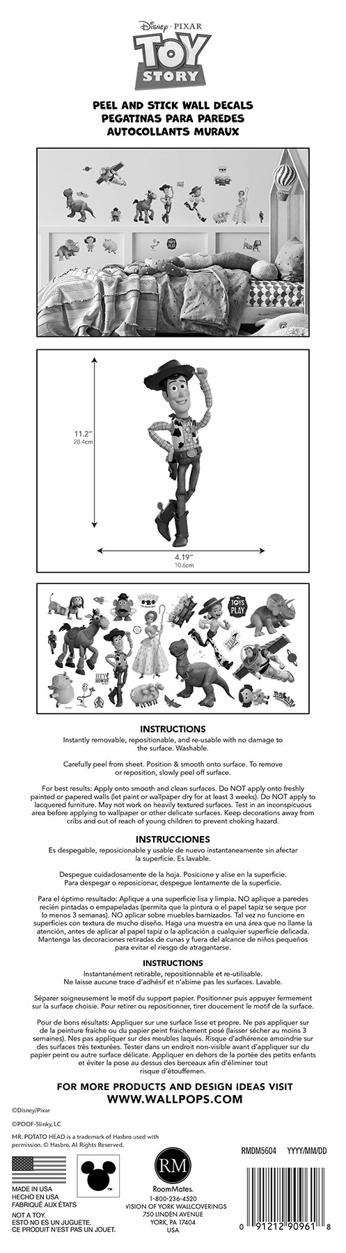 Disney Toy Story Characters Wall Decals - packaging