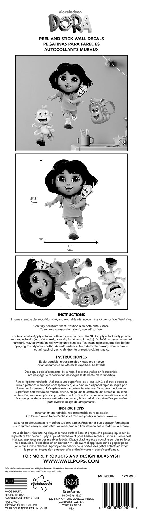 Dora Wall Decals - packaging