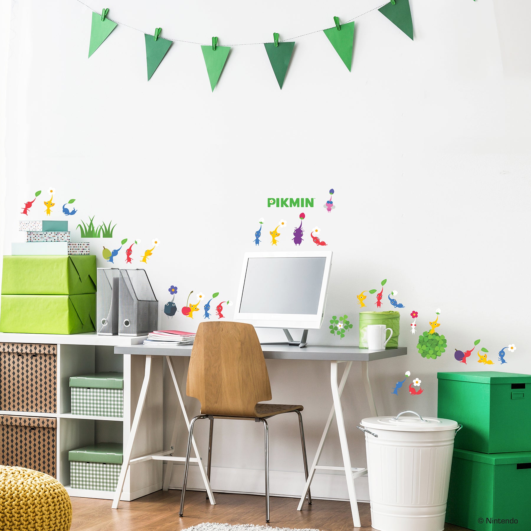 Nintendo Pikmin Characters Wall Decals in a room setting