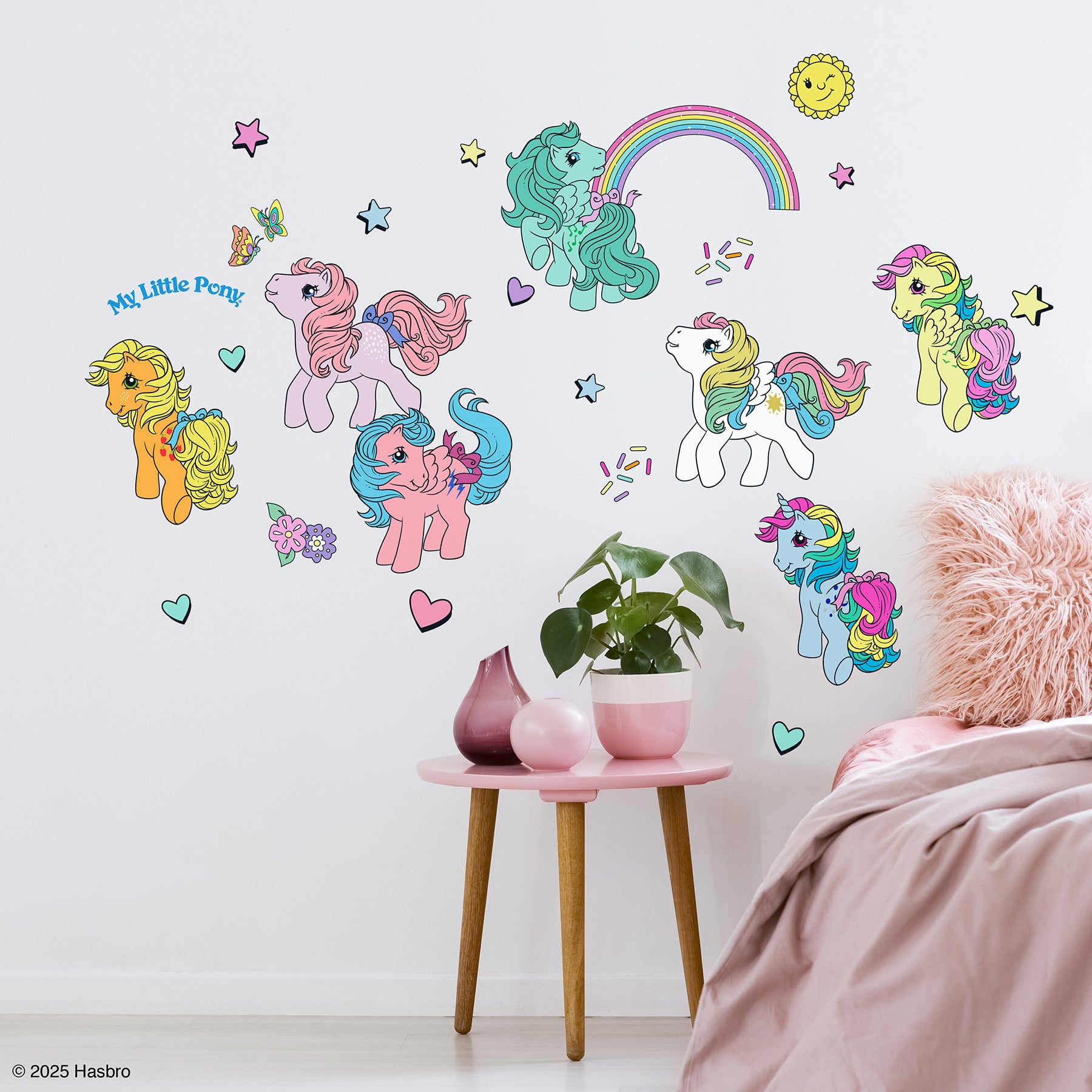 My Little Pony Retro Characters Wall Decals in a room setting