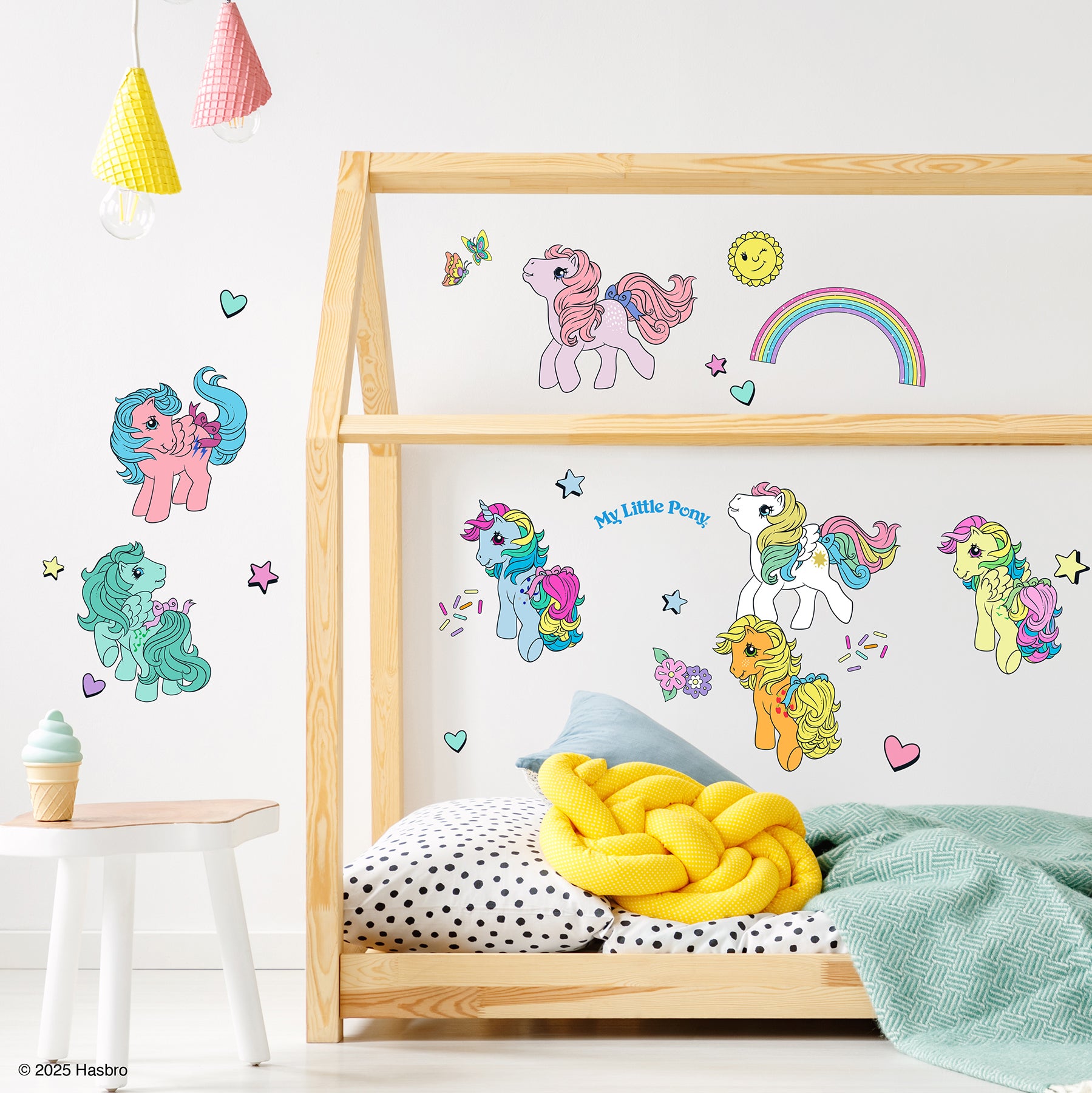 My Little Pony Retro Characters Wall Decals in a room setting