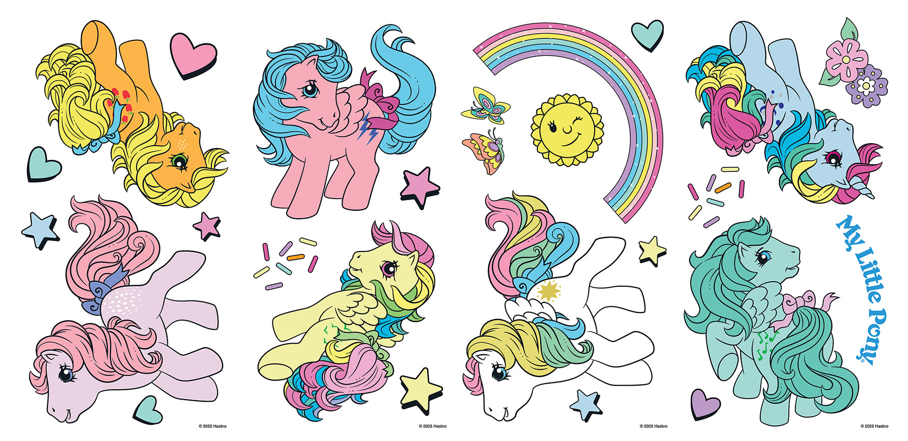 My Little Pony Retro Characters Wall Decals - panels