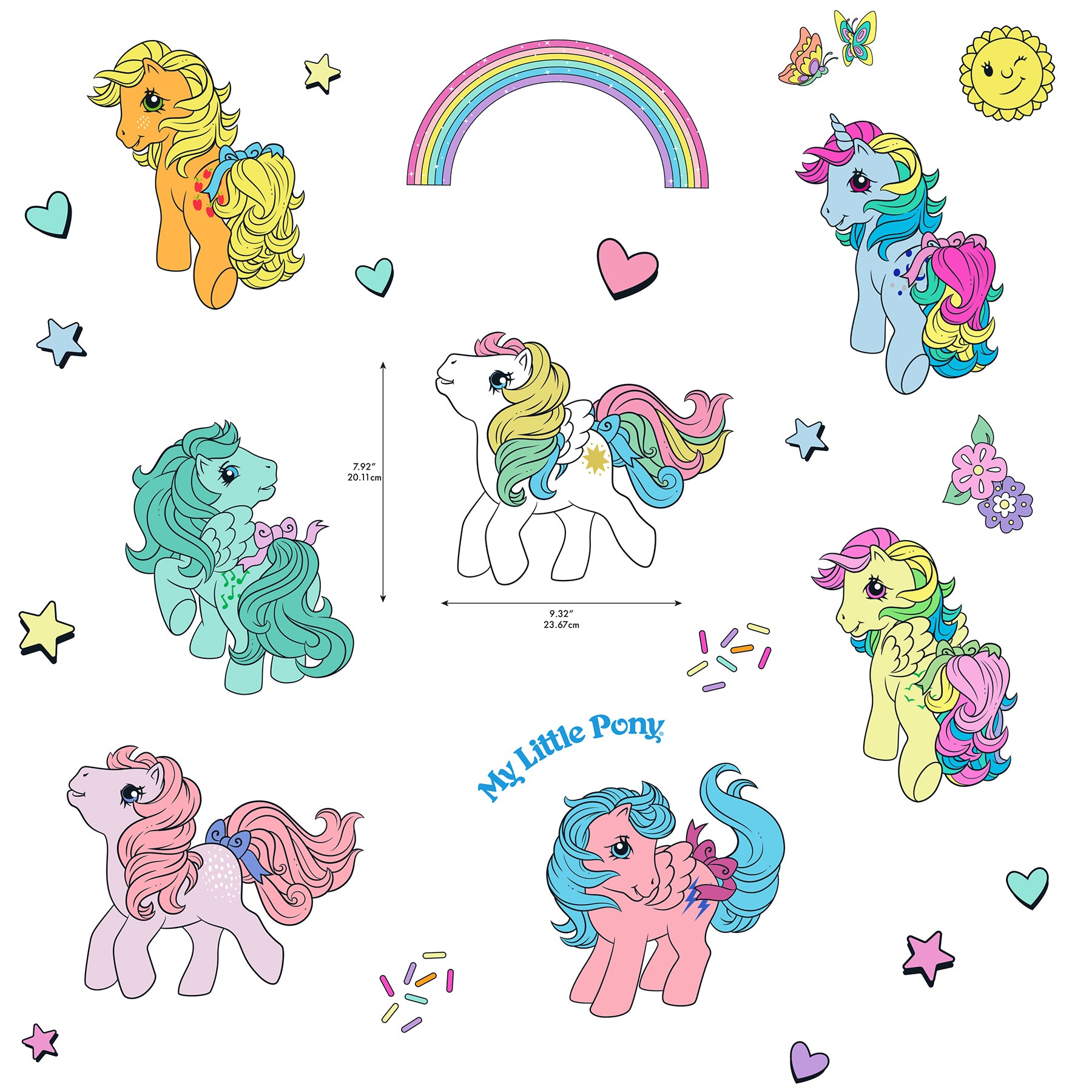 My Little Pony Retro Characters Wall Decals - dimensions