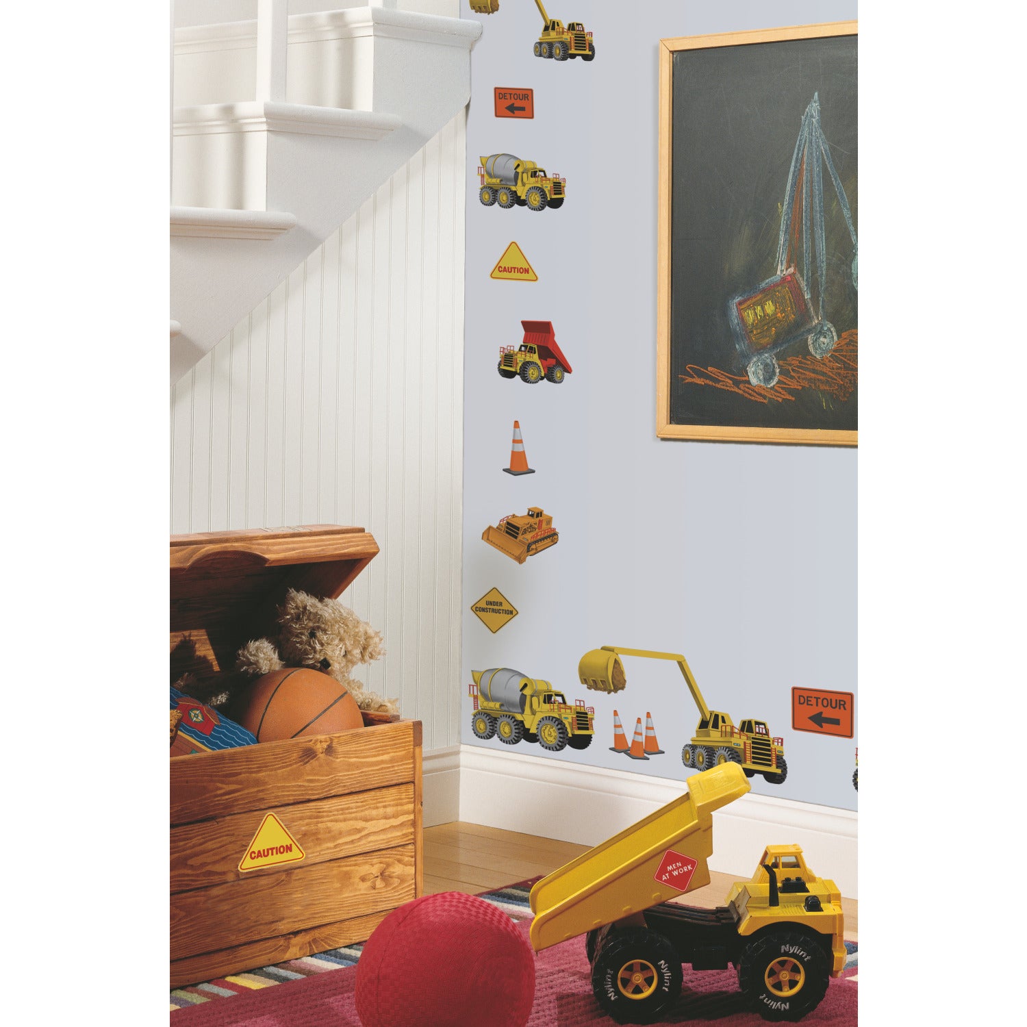 Under Construction Wall Decals in a room setting