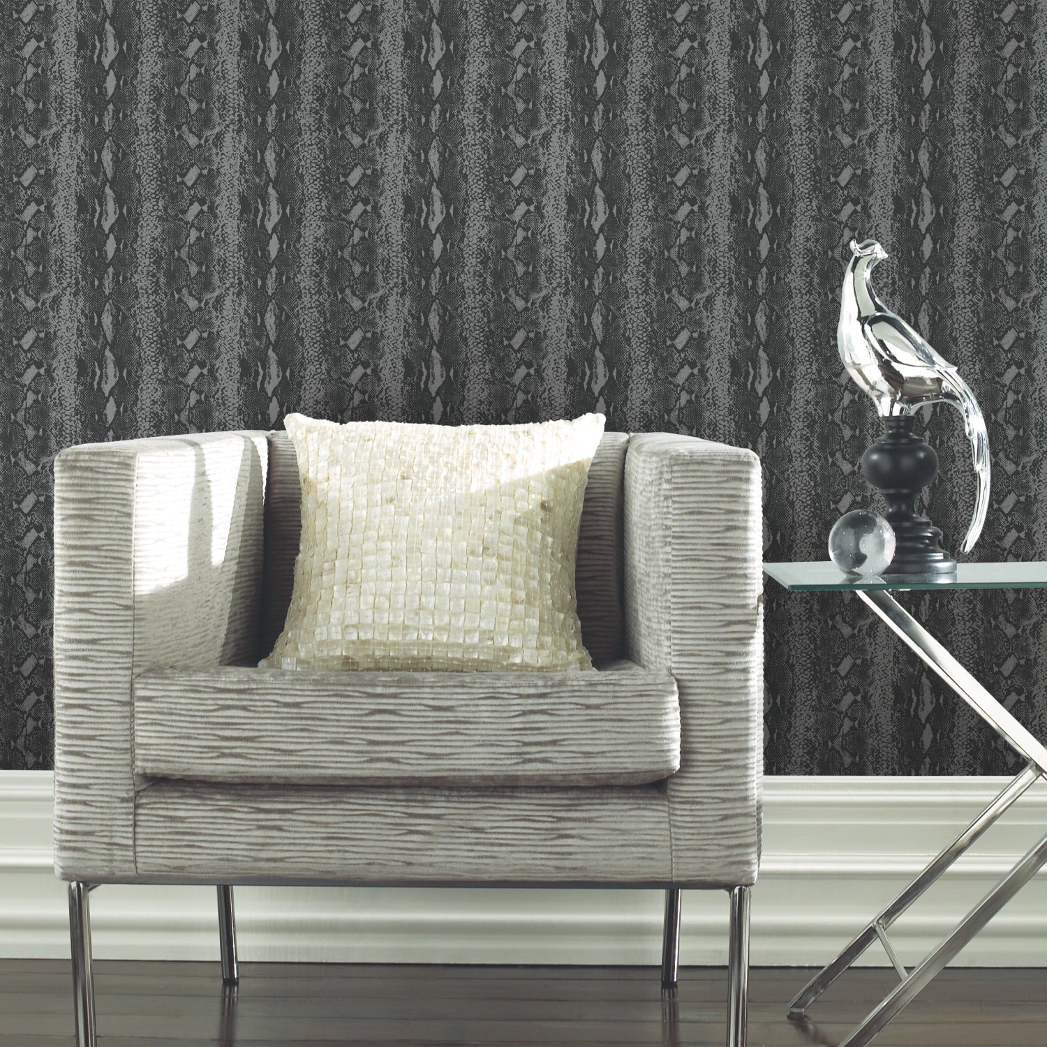 Snake Skin Peel and Stick Wallpaper in a room setting