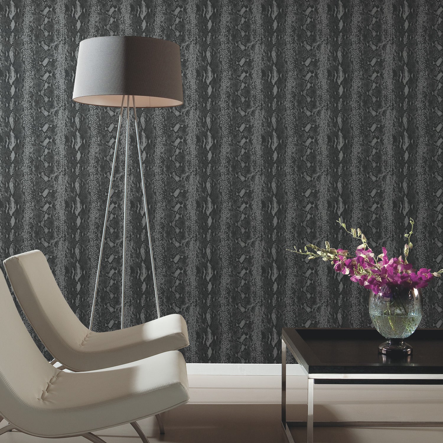 Snake Skin Peel and Stick Wallpaper in a room setting