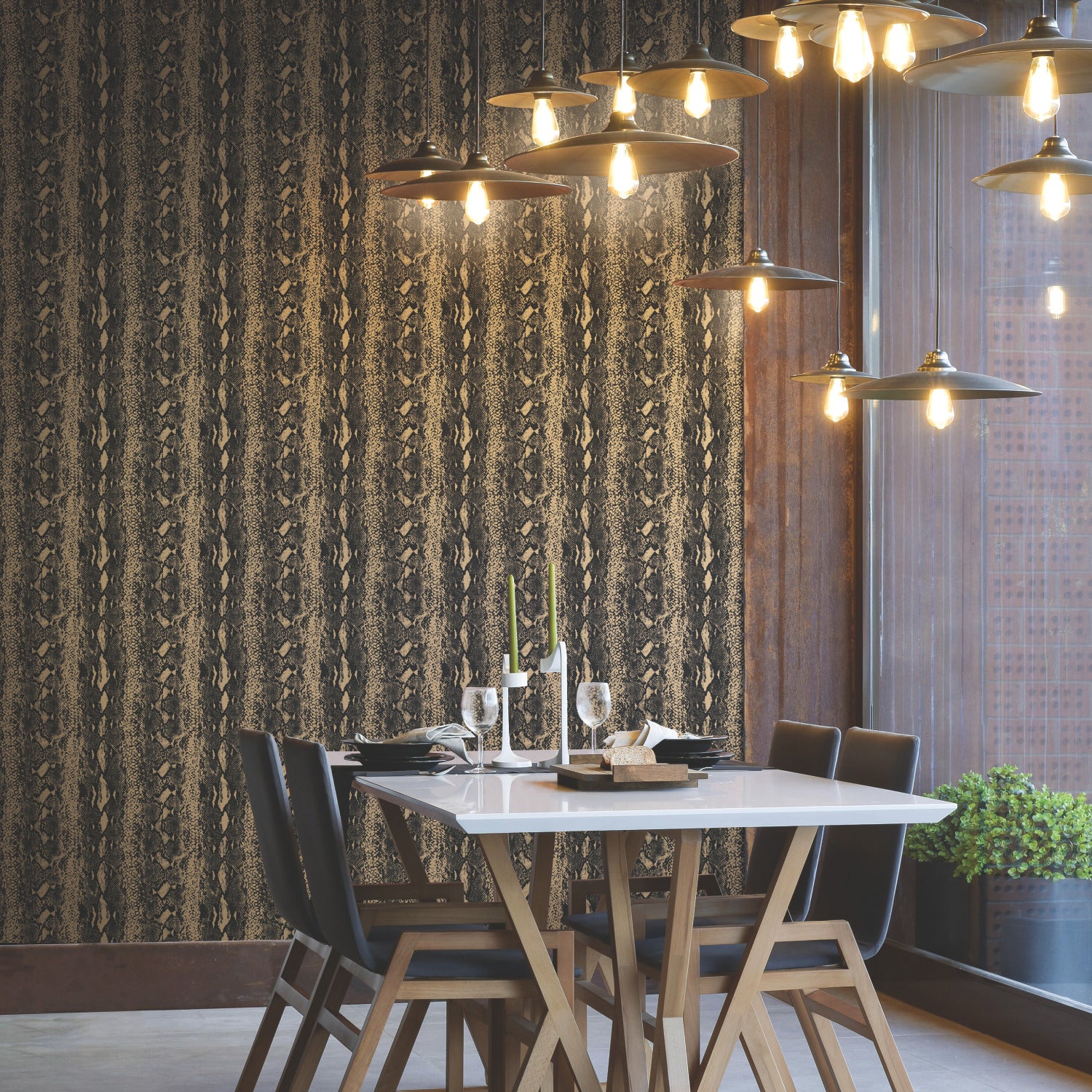 Snake Skin Peel and Stick Wallpaper in a room setting