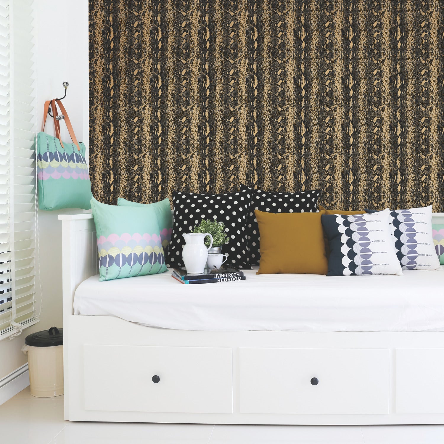 Snake Skin Peel and Stick Wallpaper in a room setting