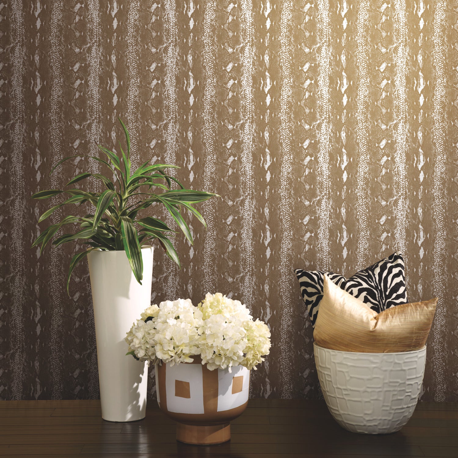 Snake Skin Peel and Stick Wallpaper in a room setting