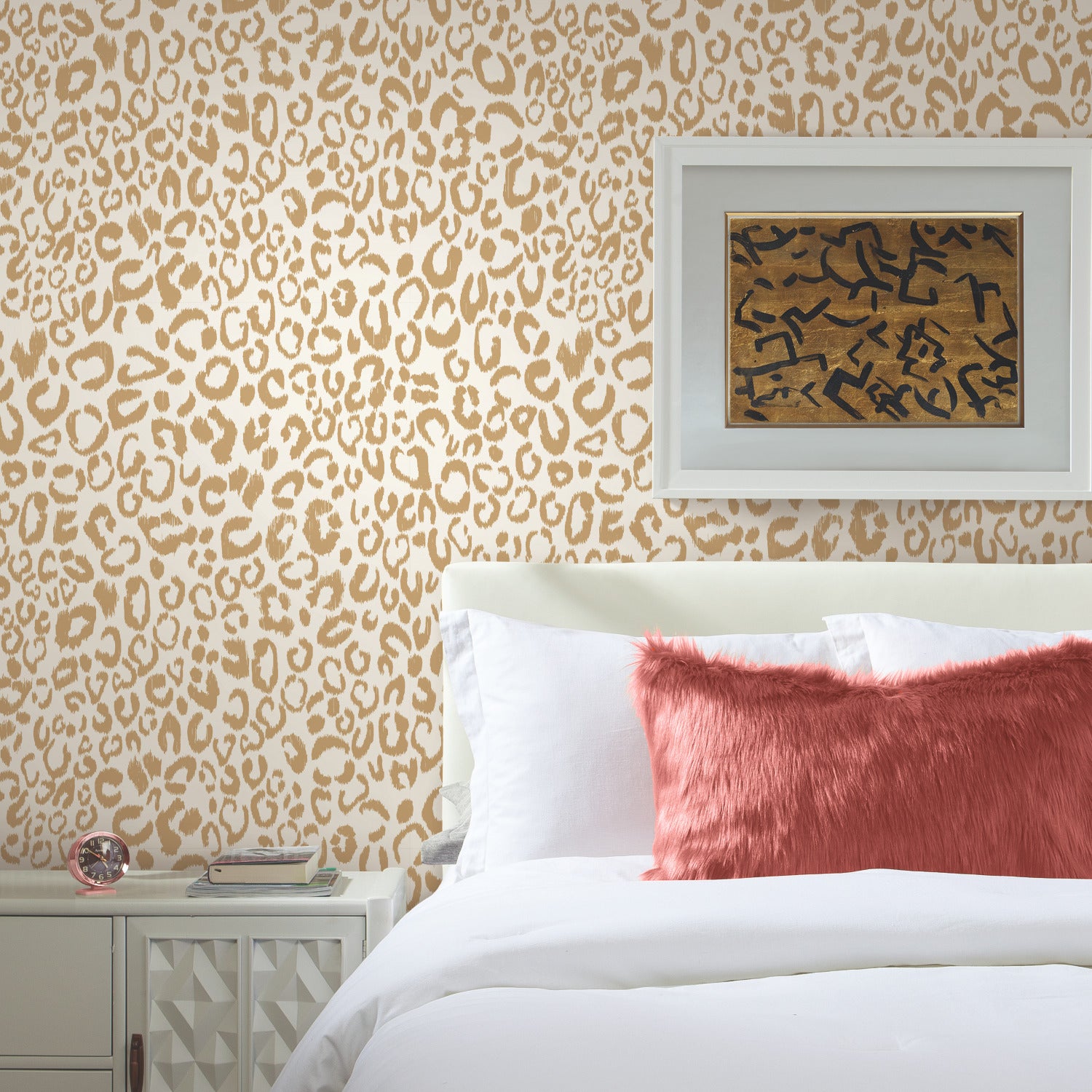 Leopard Peel and Stick Wallpaper in a room setting