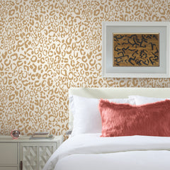 Leopard Peel and Stick Wallpaper in a room setting